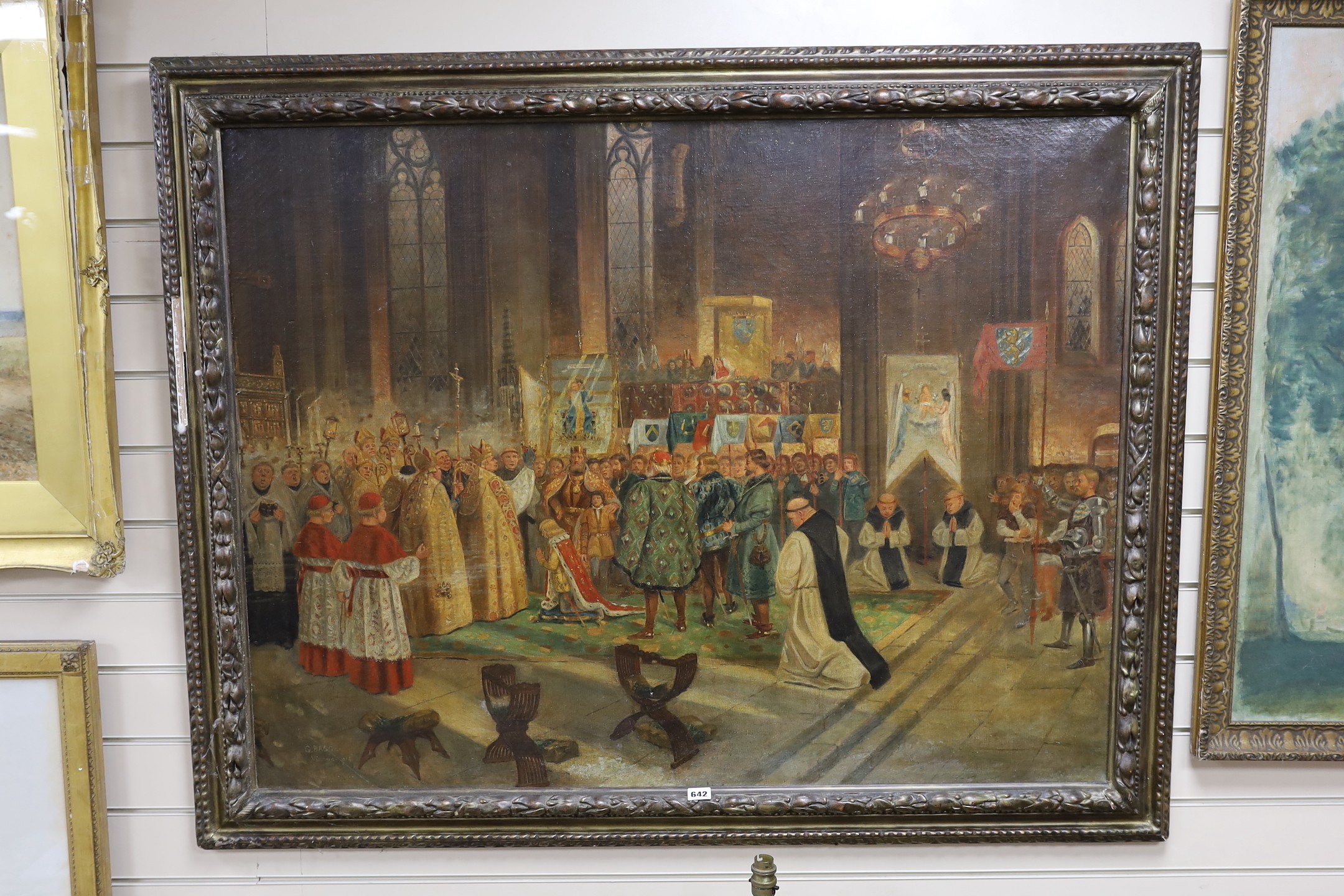 G. Bagge, oil on canvas, Coronation of a Boy King, signed and dated Viarne 1914, 88 x 115cm